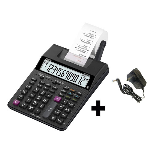 Calculadora De Rollo Casio Hr170rc Mas Adaptador Incluido Color Negra