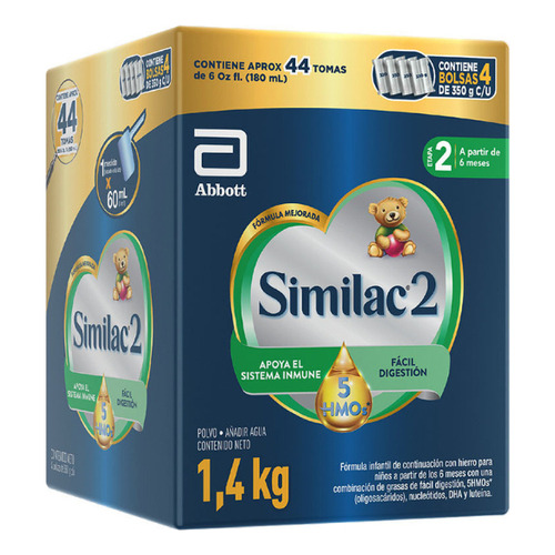 Similac formula infantil 2 5 hmos etapa 2 de 6 meses a 24 meses x 1400g