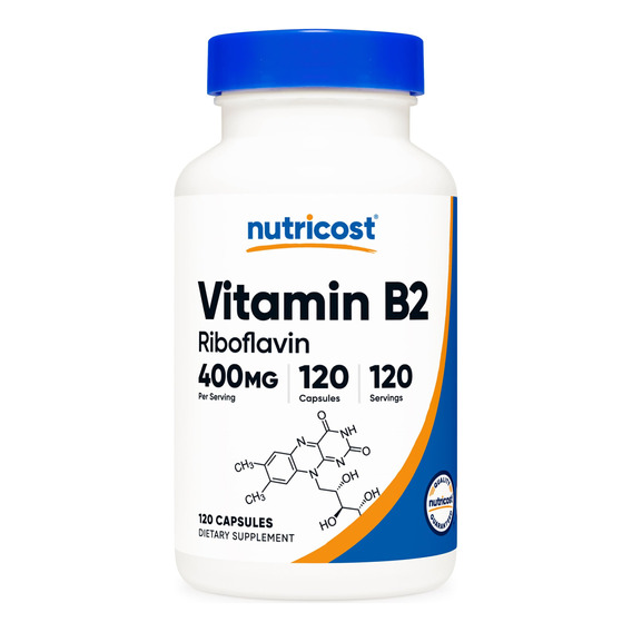 Vitamina B2, Riboflavina, 400 Mg, 120 Cápsulas | Nutricost