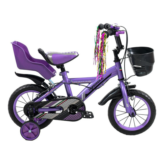 Bicicleta Infantil Rodado 12 Nena Lamborghini Con Sillita