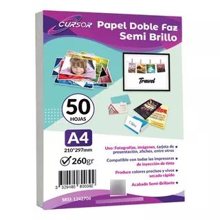 Papel Fotografico Doble Faz Semi-glossy A4/260gr/50 Hjs