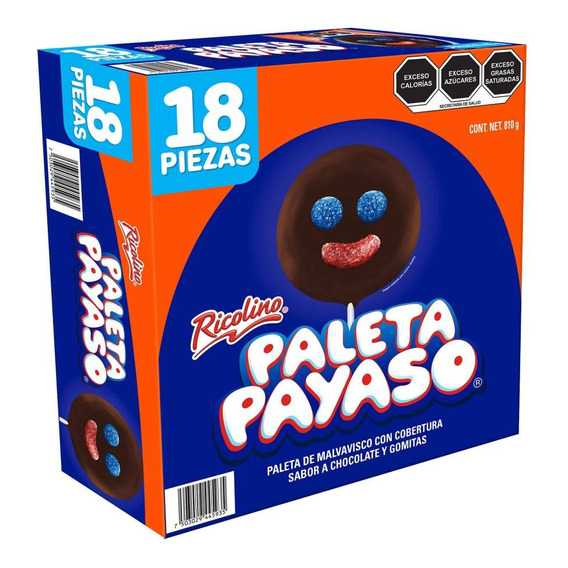 Paleta Payaso Ricolino 18 Pzas De 45 G C/u