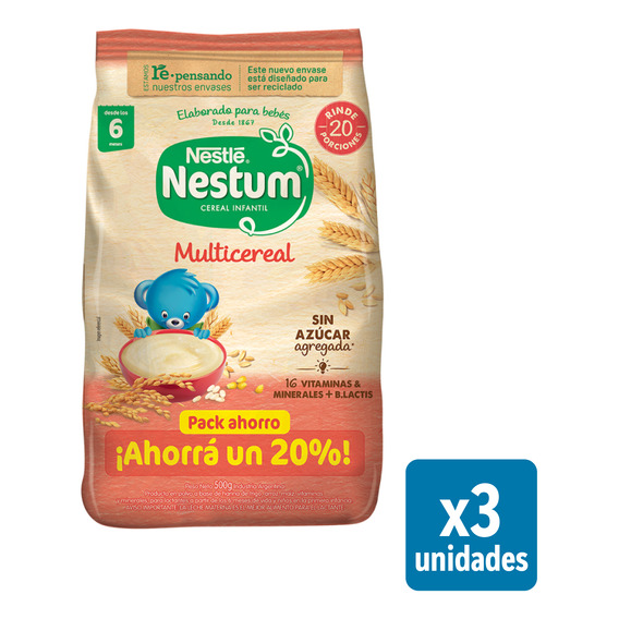 Nestum Cereal Infantil Multicereal 500gr X 3 Unidades