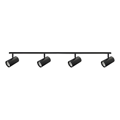 Riel 1 Metro Con 4 Spot Mac Apto Led Gu10 Negro Luz Desing