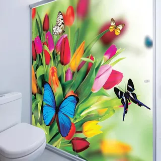 Adesivo Para Box Banheiro Floral Tulipas 3d 2folhas 60x200cm