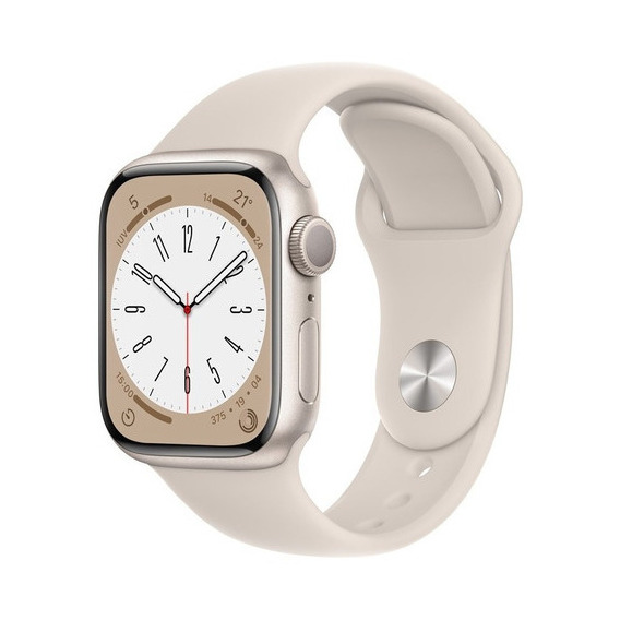 Apple Watch Series 8 GPS - Caja de aluminio blanco estelar 41 mm - Correa deportiva blanco estelar - Patrón