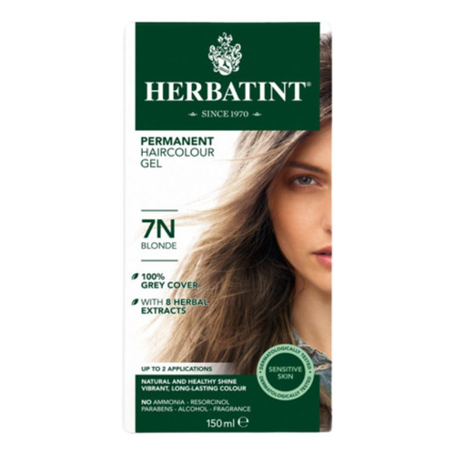 Kit Tintura Herbatint  Natural Coloración gel permanente tono 7n rubio para cabello