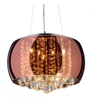 Lustre Pendente Plafon Bacia Cristal K9 Cobre 28 Cm