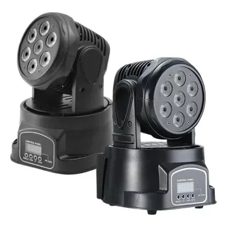 Kit 2 Canhão Mini Moving Head 7 Led 10w Quadriled Rgbw Dmx