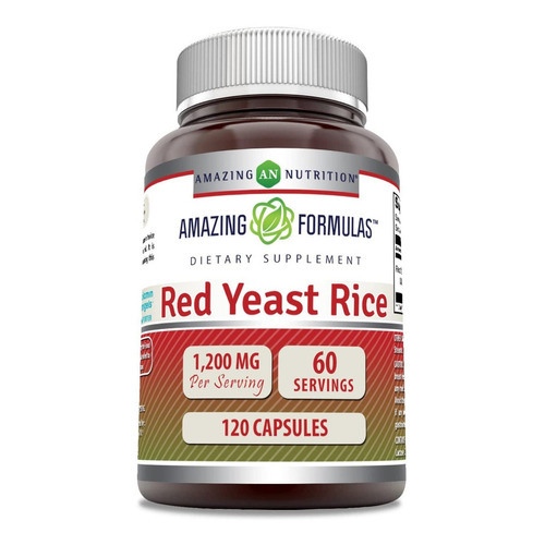 Amazing Nutrition Red Yeast Rice 1,200mg 120 Capsules Sabor Sin Sabor