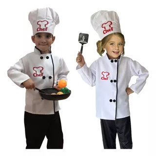 Traje De Chef Con Gorro - Disfraz De Cheff - Disfraces De Cocinero - Disfraz De Chef - Disfraces Para Niñas Y Niños - Disfraces De Oficios Trabajos