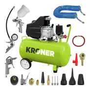 Compresor De Aire Kroner 50 Litros 2,5 Hp Acc De Pintura Y Aire Verde Monofásico 50 Hz/60 Hz      