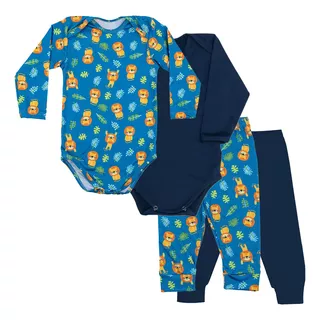 Kit Pijama Térmico 4 Pçs Bebê Energy Thermo Dry Leõezinhos