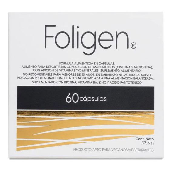 Foligen 60 Cápsulas (equivalente Vantux Max) Recupera Pelo