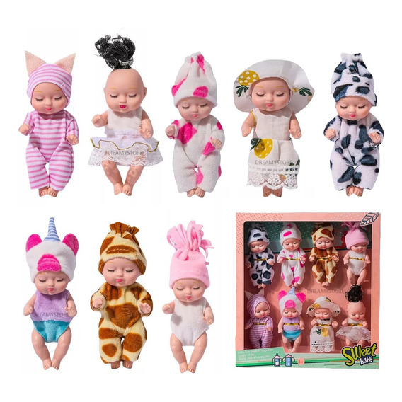 Lindo Mini Muñeca Bebé Reborn,en Caja Regalo,1set,8piece