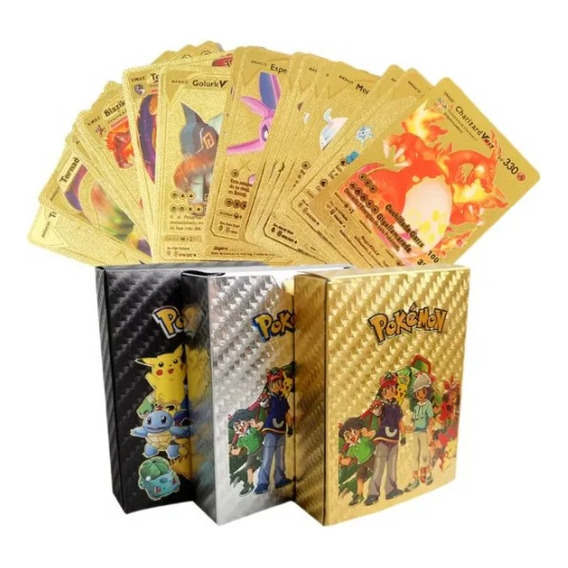 X25 Cartas Pokemon Metalizadas Coleccionables, En Español 