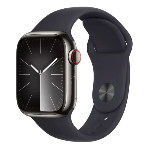 Apple Watch Series 9 GPS + Celular • Caja de acero inoxidable color grafito de 45 mm • Correa deportiva color medianoche - S/M - Distribuidor Autorizado