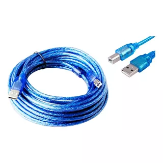 Cable Usb 2.0 De 10 Metros Blindado Impresora Multifuncional Color Azul