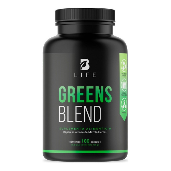 Greens Blend 180 Cáps Espirulina Moringa Weathgrass B Life