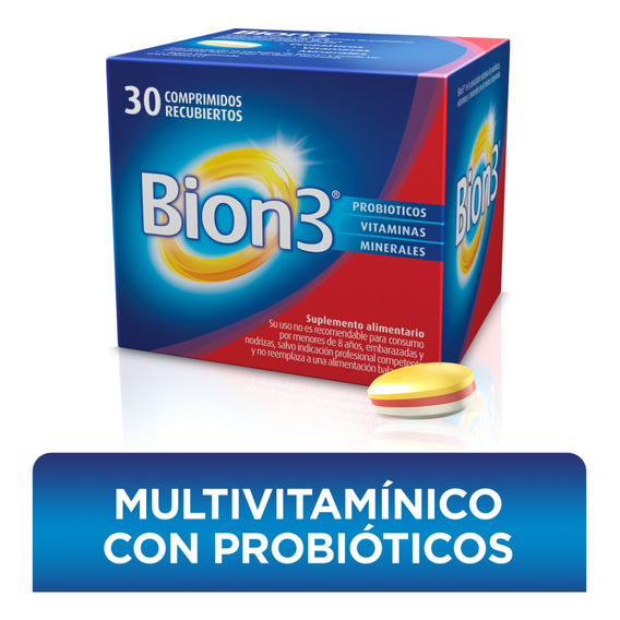 Bion 3 Vitaminas, Minerales Y Probióticos 30 Comprimidos