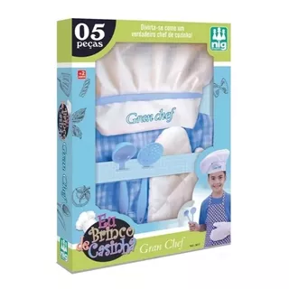 Kit Avental E Chapéu Gran Chef Infantil Azul Nig Brinquedos