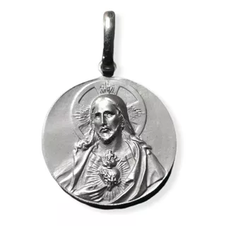 Medalla Plata 925 Escapulario S Corazón Y V Carmen #1114 