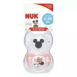 Chupete Nuk Disney Minnie Mouse De 6 A 18 M - X2 Rojo/gris Período De Edad 6-18 Meses