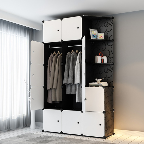 Armario De Plástico Portátil Closet Organizado Con 15 Cubo