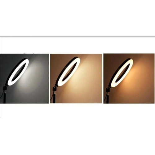 Aro De Luz Con Trípode De 210cm Y 3 Soporte De Teléfono Color de la estructura Negro Color de la luz Blanco cálido