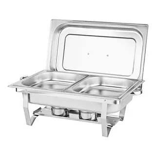 Rechaud Retangular Duplo Inox 2 Cubas 1/2 9,5 L Buffets Az135