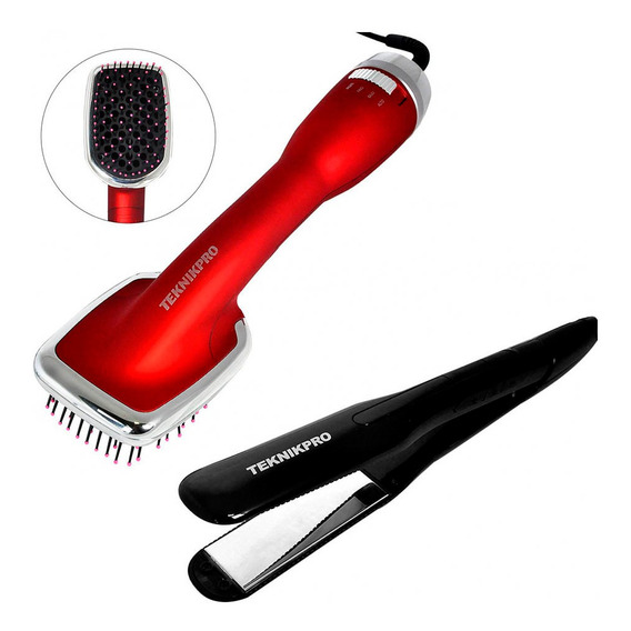 Combo Cepillo Blow Brush Plancha Night Magic Teknikpro