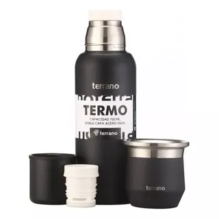 Set Terrano Termo 750ml + Mate Acero Flap  + Bombilla Regalo