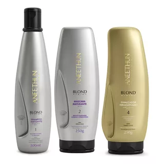 Shampoo E Mascara Matizante Blond+finalizador Blond Aneethun