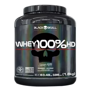 Whey 100% Hd 1,8kg Wpc + Isolado + Hidrolisado - Black Skull Sabor Morango