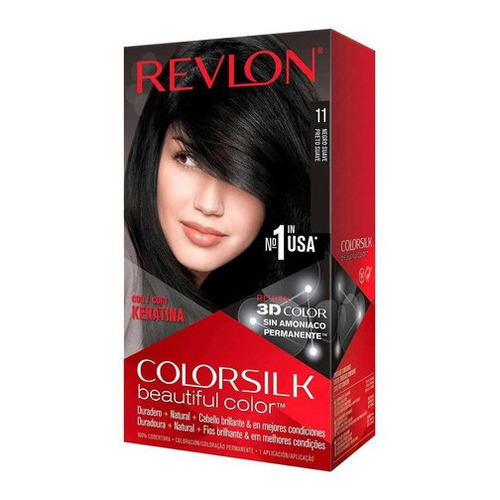 Kit Tintura Revlon  Colorsilk beautiful color™ tono 11 negro suave para cabello