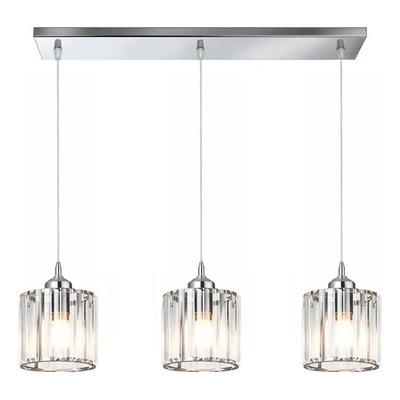  Colgante 3 Luces Prisma R Cristal Cromo Apto Led E27 Ld Cromo