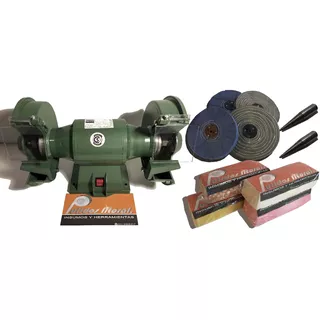 Amoladora Banco Motormech + Kit Para Pulir Todos Los Metales