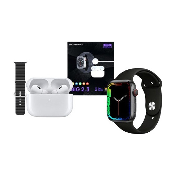 Kit Smart Watch S9 Pro Max + 2 Mallas + Auriculares