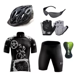 Conjunto Camisa E Bermuda + Oculos+luvas Esporte Ciclismo 