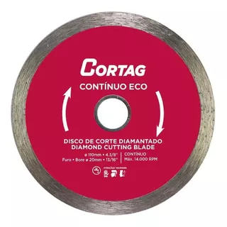Disco De Corte Diamantado Cerâmica 110mm Continuo Eco Cortag Cor Vermelho