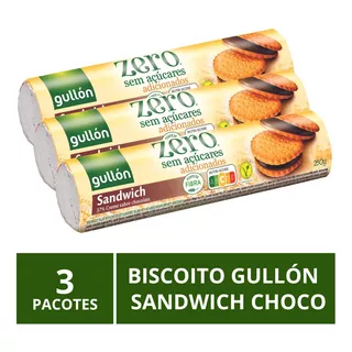 Biscoito Gullón S/ Açúcar, Sandwich Choco, 3 Pacotes De 250g