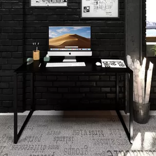 Mesa P/ Escritório Diretor Vintage Madeira Industrial 120x60 Cor Preto