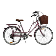 Bicicleta Urbana Monk Loving R24 6v Frenos V-brakes Color Rosa Con Pie De Apoyo