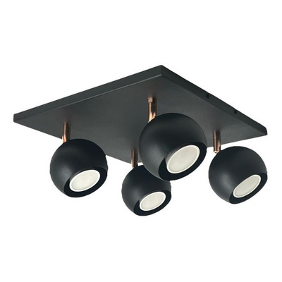 Aplique 1 Luz Mini Mun Negro Con Cobre Apto Gu10 Deco Lmp