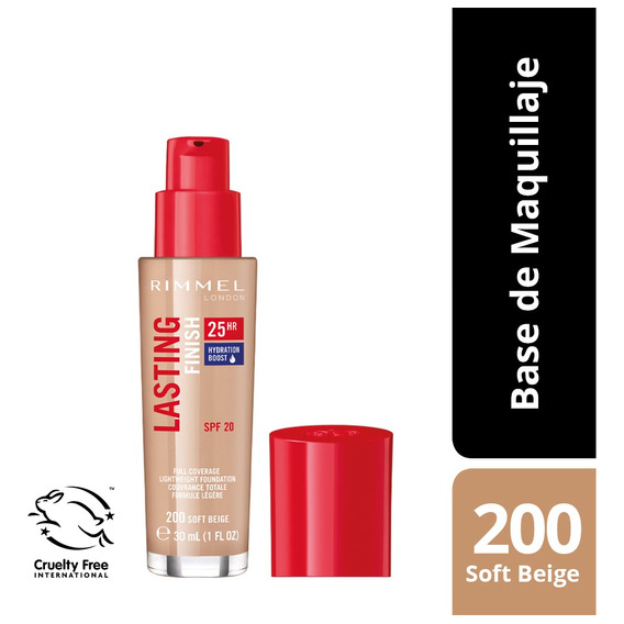 Rimmel  Base De Maquillaje Líquida Lasting Finish 25 Horas Tono 500 Soft Beige