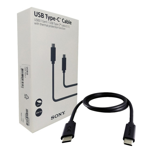 Cable Usb Sony Ucb32 Negro Con Entrada Tipo C Salida Tipo C