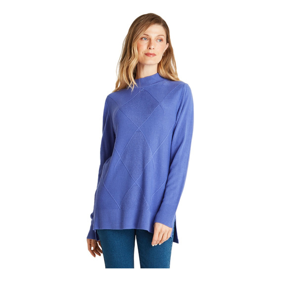 Sweater Cuello Mock Cashmere Like Morado