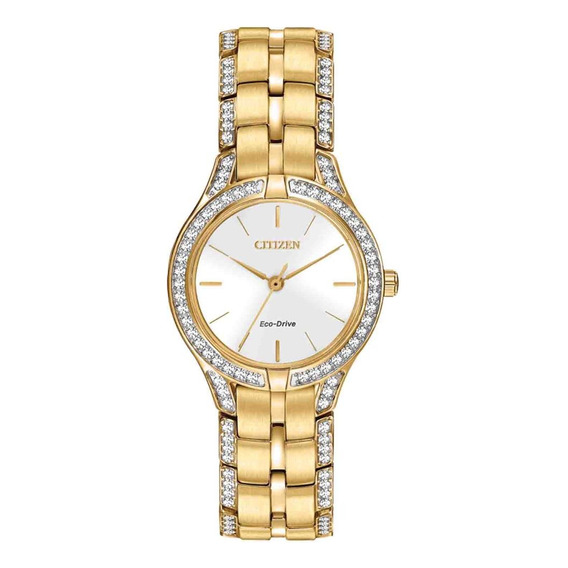 Reloj Eco Drive Mod Efe2062-58a Mujer Citizen Color de la correa Dorado Color del bisel Dorado Color del fondo Blanco