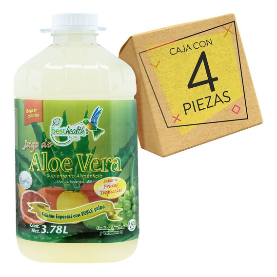 Jugo Aloe Vera 3.78l Con Sábila 4pzas. Promoción Best Health