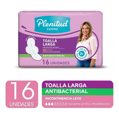 Toallitas femeninas Plenitud Femme Normal Plus Antibacterial con alas 16 u